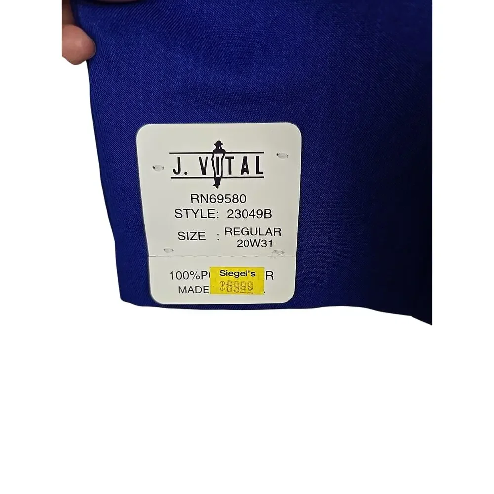 J.‎ Vital Boys 2 PC Formal Dress Suit Royal Blue Jacket 20R Pants 31 - NWT